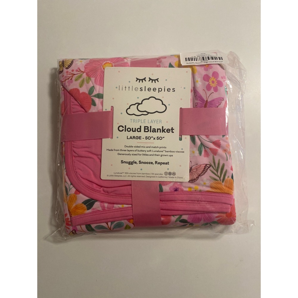Little Sleepies Butterfly Blooms Triple Layer Cloud Blanket Large 50x50 Bamboo